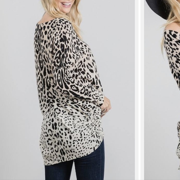 Ellison Linen Cotton Blend Oversized Cheeta Animal Print Boho Pullover Sz Large - Picture 12 of 13